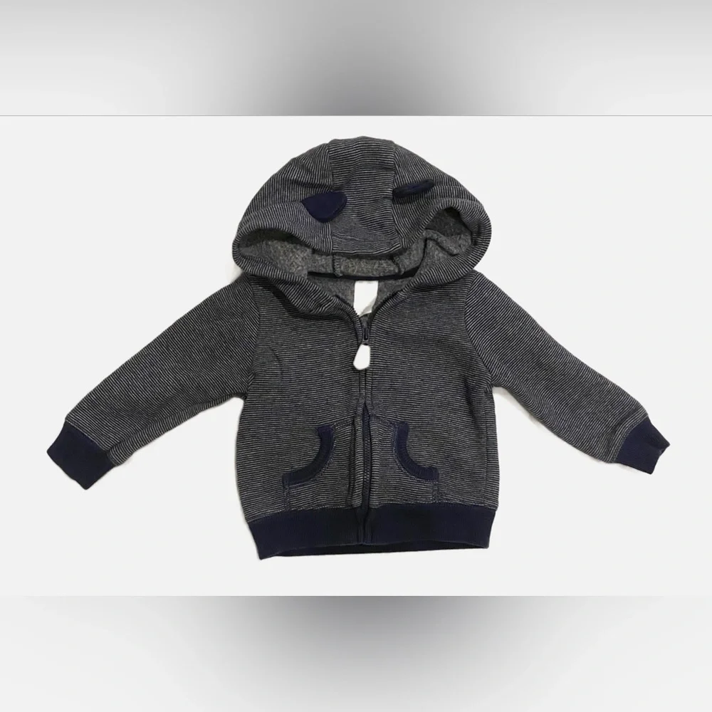 Carters Bundle - 2 Hoodies Navy Stripes and Dino - 9 months